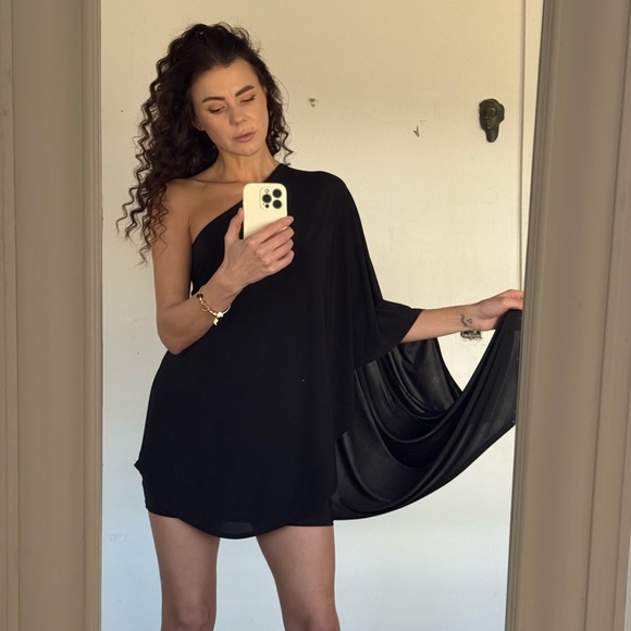 Small / Nasty Gal / Mini Black Dress / Cape Dress / Festival dress / Wing - Picture 3 of 9
